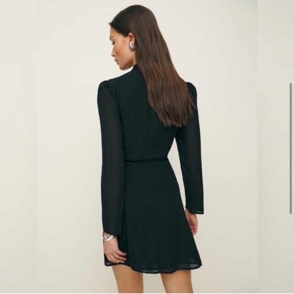 NWT Reformation Ottessa Black Wrap Mini Dress - Picture 9 of 9